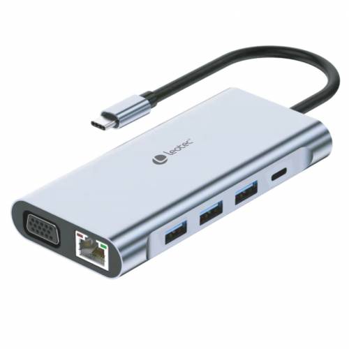 Leotec LEDS01 base para portátil y replicador de puertos Acoplamiento Gris