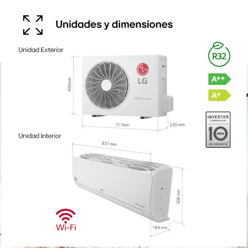 Aire Split 2150F + 2408K LG REPLACE09X Wifi Blanco A++/A+ - foto 2
