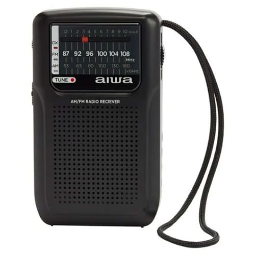 Radio De Bolsillo AIWA RS-33 + Auriculares + Funda, Color Negro