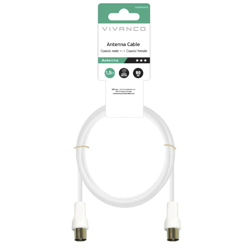 Cable de Antena TV/Radio VIVANCO VVANX15MFW Coaxial macho - coaxial hembra Blanco