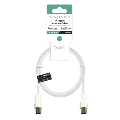 Cable de Antena TV/Radio Coaxial macho - coaxial hembra VIVANCO VVANX30MFW Blanco