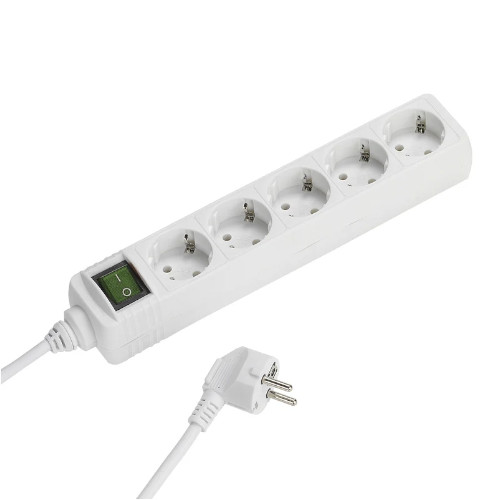 Regleta Eléctrica 5 Tomas 5 Schuko VIVANCO VVELSTR5SCHW2 Blanco