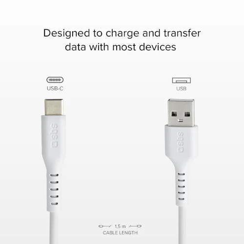 Cable de Datos y Carga USB A USB-C SBS TECABLEMICRO15W 1,5m Blanco - foto 2