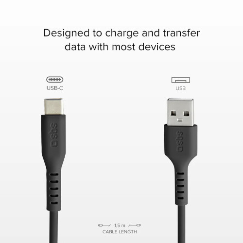 Cable de datos USB 2.0 - Type-C SBS TECABLEMICROC15K Negro - foto 2