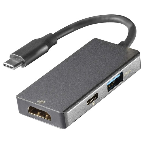 Hub USB-C 3 en 1 USB-C - HDMI + USB-A + USB-C PD VIVANCO 45961 Antracita