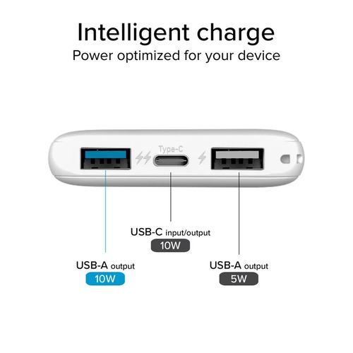 Power Bank Pocket 5000 mAh 2 USB-A + USB-C / Micro-USB SBS TEBB5000POCW Blanco - foto 2