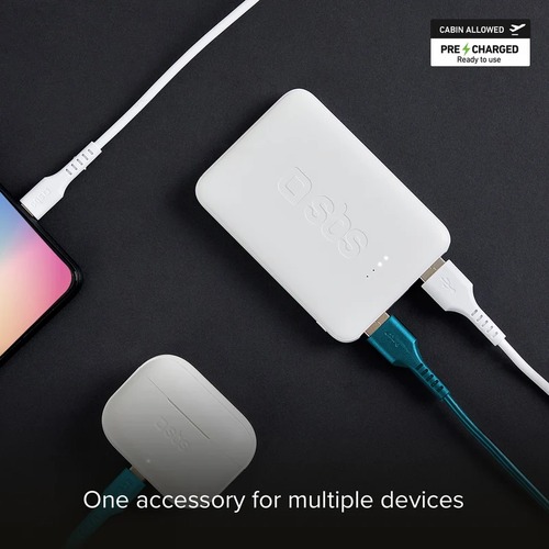 Power Bank Pocket 5000 mAh 2 USB-A + USB-C / Micro-USB SBS TEBB5000POCW Blanco - foto 3