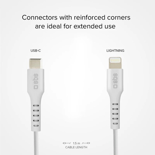 Cable 20W USB-C - Lightning SBS TECABLELIGTC1W 1 Metro Blanco - foto 2