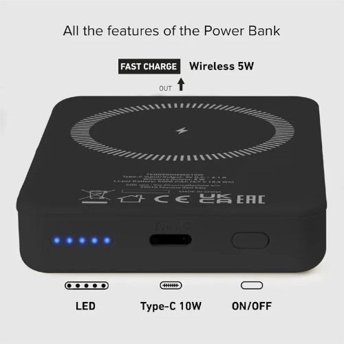 Powerbank 5000 mAh SBS TEBB5000MAG1CK Cárga Rápida Negro - foto 3
