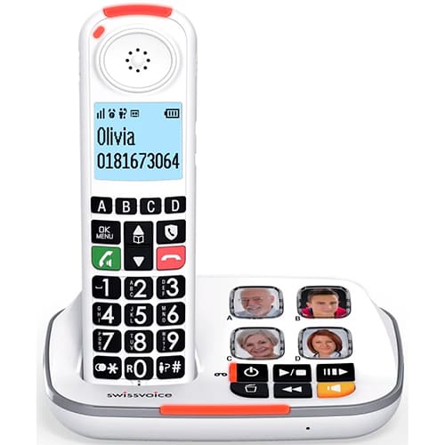 Teléfono DECT Identificador de llamadas Alcatel SwissVoice Xtra 2355 Teclas Rapidas Blanco