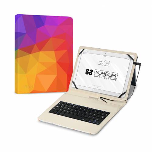 SUBBLIM Funda con Teclado Micro USB – Type C KEYTAB USB 11" Triangulos