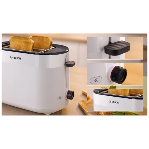 Tostador 800W 2 Ranuras Bosch TAT2M121 MyMoment Corto Blanco - foto 3