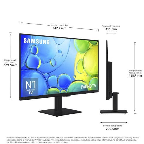 Televisor LED 27" FHD Samsung TU27F6005FKXSP Smart TV Negro Clase E - foto 2