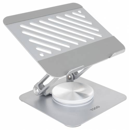 TooQ Soporte de Sobremesa con rotación 360° y ajustable para dispositivos de hasta 13”, Color Plata