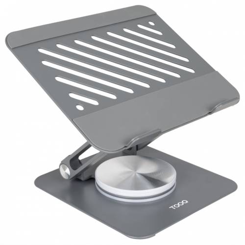 TooQ Soporte Elevador con rotación 360° y ajustable, para dispositivos de hasta 13”, Color Gris Oscuro
