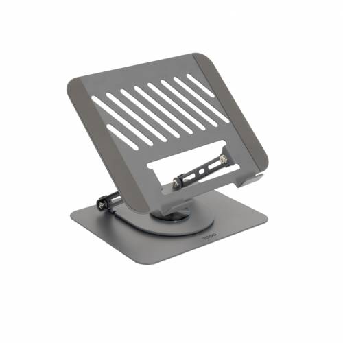 TooQ Soporte Elevador con rotación 360° y ajustable, para dispositivos de 11”-17”, Color Gris Oscuro