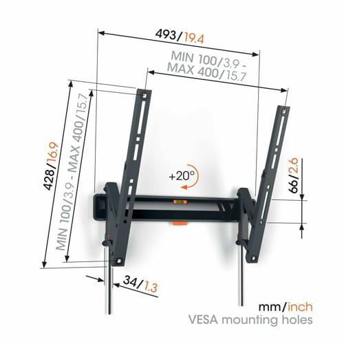 Soporte TV 32"-65" 25Kg Vogels TVM3113 Inclinable Medium - foto 2