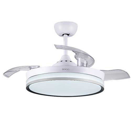 Ventilador de Techo 106cm 32W Sogo VENSS21840 3 Aspas Retraibles Luz LED Multicolor Blanco