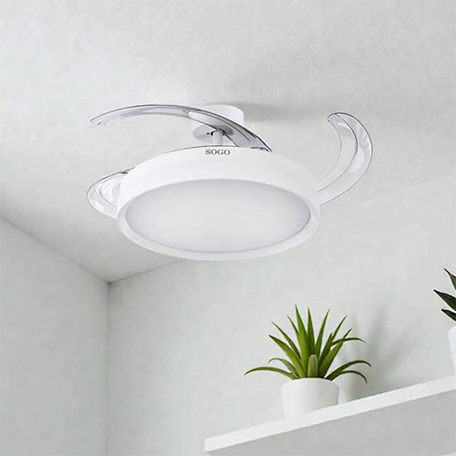 Ventilador Techo 105cm Sogo 3 Aspas Retráctiles Luz DC Mando Blanco - foto 3