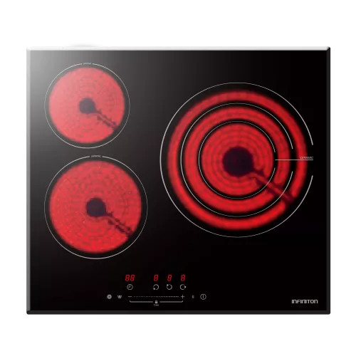 Vitrocerámica 3 zonas 60cm Infiniton VIT3SN30 1zona 30cm