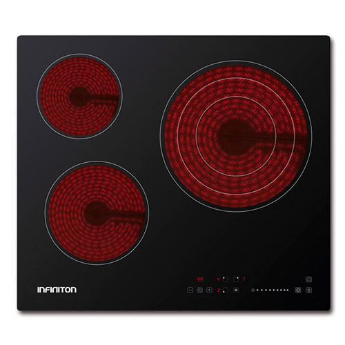 Vitrocerámica 3 Zonas 60cm Infiniton VIT316 Negro