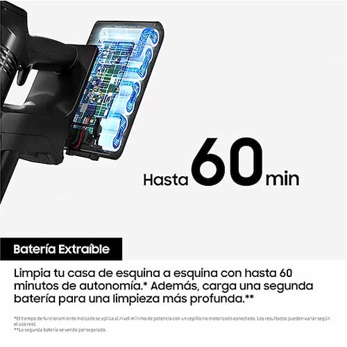 Aspirador Escoba 21.6V Samsung VS20B75AGR1WA Jet 75E Pet Sin Cable Macotas Azul - foto 3