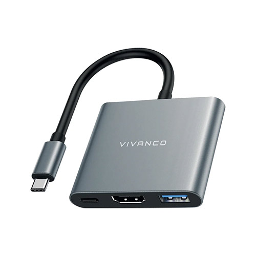 Concentrador 3 en 1 USC-C a HDMI, USB-A, HDMI Vivanco VV45961