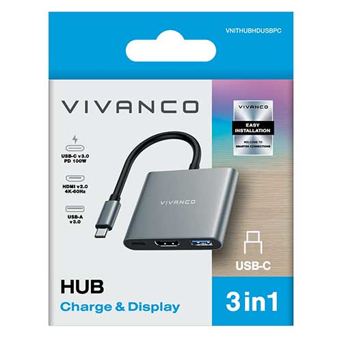 Concentrador 3 en 1 USC-C a HDMI, USB-A, HDMI Vivanco VV45961 - foto 2