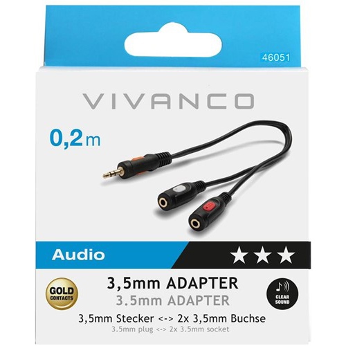 Cable de Audio Divisor Vicanco Minijack Macho a 2 Minijack Hembra 0,2M - foto 2