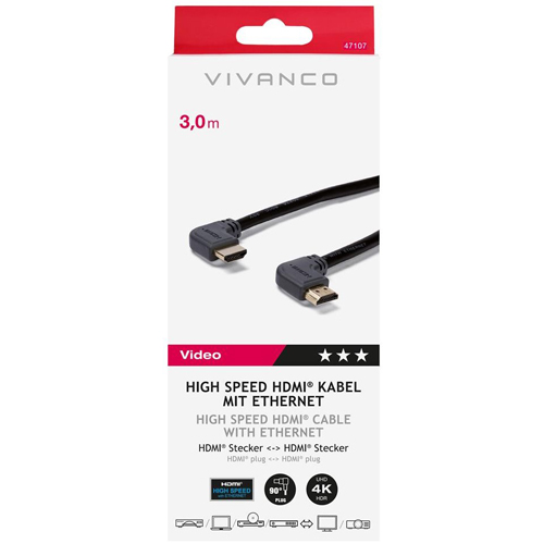 Cable HDMI Acodado Vivanco 47107 3M - foto 2