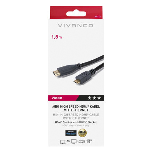Cable Conexión de video Mini-HDMI a HDMI Ethernet 1,5M - foto 2