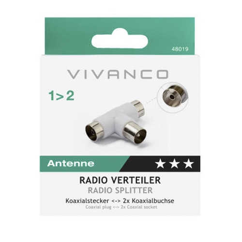 Adaptador Divisor de Antena Coaxial en T Vivanco 48019 - foto 2