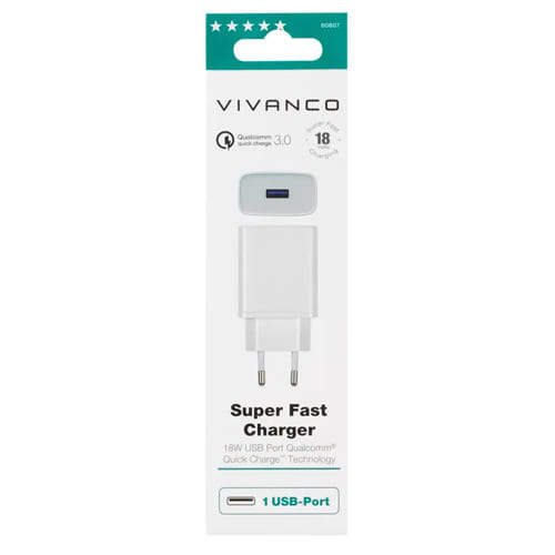 Cargador Casa USB-A 3.0 18w QC3.0 Blanco - foto 3