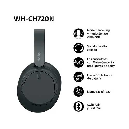 Auriculares Bluetooth Diadema Sony WHCH720NB Negro - foto 3