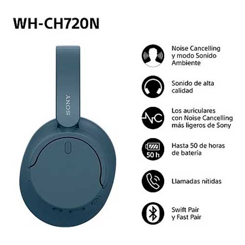 Auriculares Bluetooth Diadema Sony WHCH720NL Azul - foto 2