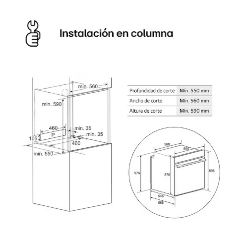 Horno Multifunción 60cm 72L LG WS5D7210S Air Fry Convección Inox A. - foto 3