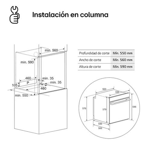 Horno Multifunción 60cm 72L LG WS5D7230S AirFry Pirolítico Inox A - foto 3