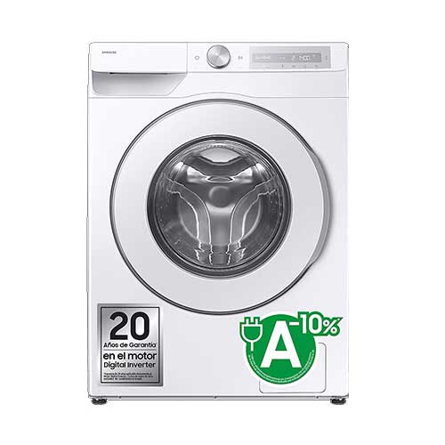 Lavadora 9KG 1400RPM Samsung WW90DG6U85HHU3 Wifi Vapor Blanca Clase A -10%